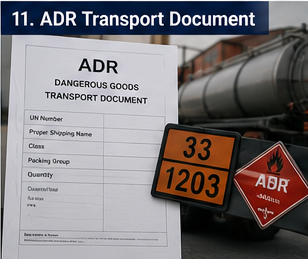 ADR transportni dokument za opasne tvari koji se koristi za prijevoz opasnih materijala u Europi
