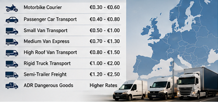 Europske cijene prijevoza po kilometru za kombije, kamione i logistiku prijevoza robe