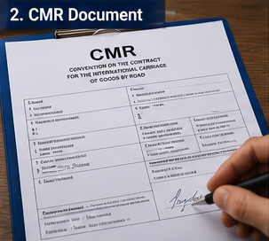 CMR transportni dokument koji se koristi u europskom cestovnom prijevozu tereta s podacima o pošiljci i potpisima