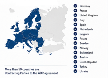 Europske i međunarodne zemlje koje primjenjuju ADR propise za prijevoz opasnih tvari