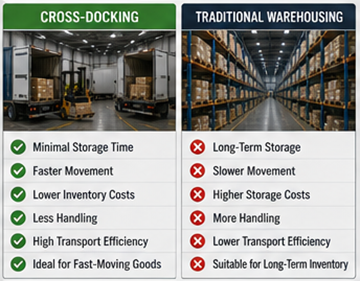 Usporedba cross-docking operacija i tradicionalnog skladištenja