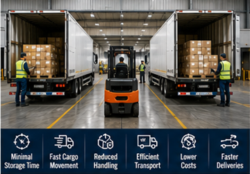 Cross-docking skladište koje prenosi palete izravno između kamiona