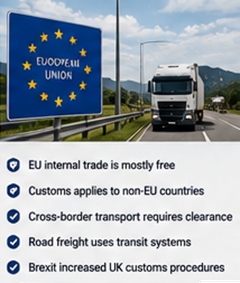 Europski kamioni prelaze granice i provode carinske postupke u logističkim operacijama