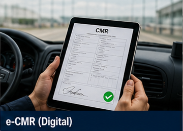 Vozač koristi tablet za potpisivanje digitalnog CMR dokumenta eCMR u logističkom sustavu