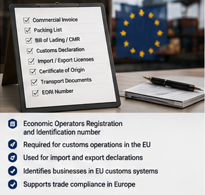 Europska carinska registracija i EORI broj koji se koristi u međunarodnoj logistici