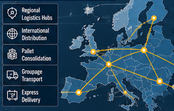 Europska transportna mreža koja koristi cross-docking logistička čvorišta i distribucijske centre