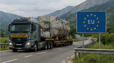 Europski konvoj izvanrednog transporta prevozi preveliki industrijski teret između država