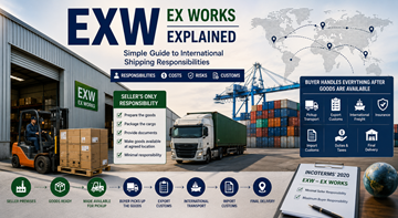 Međunarodni transport i skladišne logističke operacije koje objašnjavaju EXW Ex Works uvjete otpreme u globalnoj trgovini