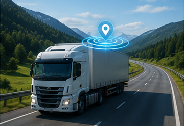 Kamion s GPS sustavom praćenja vozi europskom autocestom tijekom logističke operacije