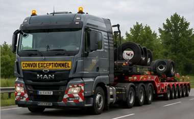 Niskopodna prikolica, modularna prikolica i tegljač za teške terete koji se koriste za izvanredni transport