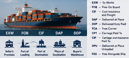 Međunarodne otpremne operacije i Incoterms trgovinski uvjeti za prijevoz tereta