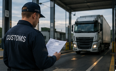 Logistički i carinski službenici provjeravaju osiguranje i transportne dokumente tijekom prijevozne operacije