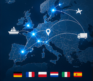 Praćenje međunarodnog transporta kroz europske zemlje s logističkim rutama i carinskim operacijama