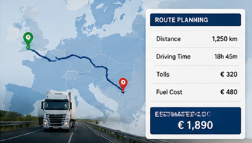 Planiranje rute kamiona u Europi i izračun udaljenosti za formiranje cijene prijevoza