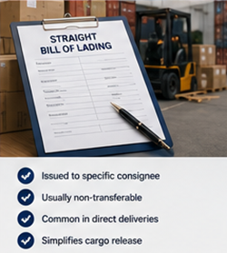 Straight Bill of Lading dokument koji se koristi za izravnu isporuku tereta