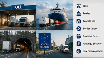 Europske naplatne ceste, trajektni prijevoz i troškovi granične logistike za međunarodni teretni prijevoz