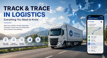 Moderni logistički track and trace sustav koji prikazuje vidljivost pošiljaka kamiona, GPS praćenje i praćenje isporuke u stvarnom vremenu diljem Europe