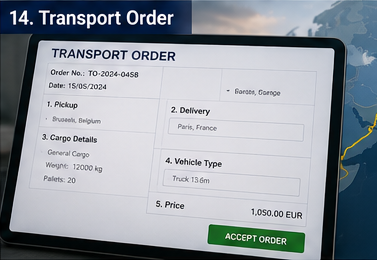 Digitalni transportni nalog s podacima o pošiljci, ruti i dodjeli vozila na logističkoj platformi