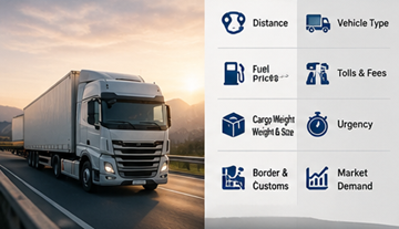 Čimbenici cijena u logistici, uključujući udaljenost, gorivo, cestarine, teret i planiranje prijevoza u Europi
