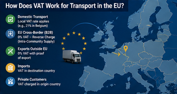Koncept PDV-a u Europi za usluge prijevoza, prikaz prekogranične logistike i poreznih pravila