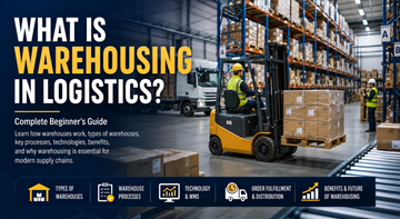 Moderno logističko skladište s policama, viličarima, paletama i radnicima koji upravljaju zalihama u Europi