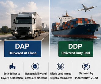 Međunarodna otprema i logističke operacije koje objašnjavaju trgovinske uvjete DDP i DAP